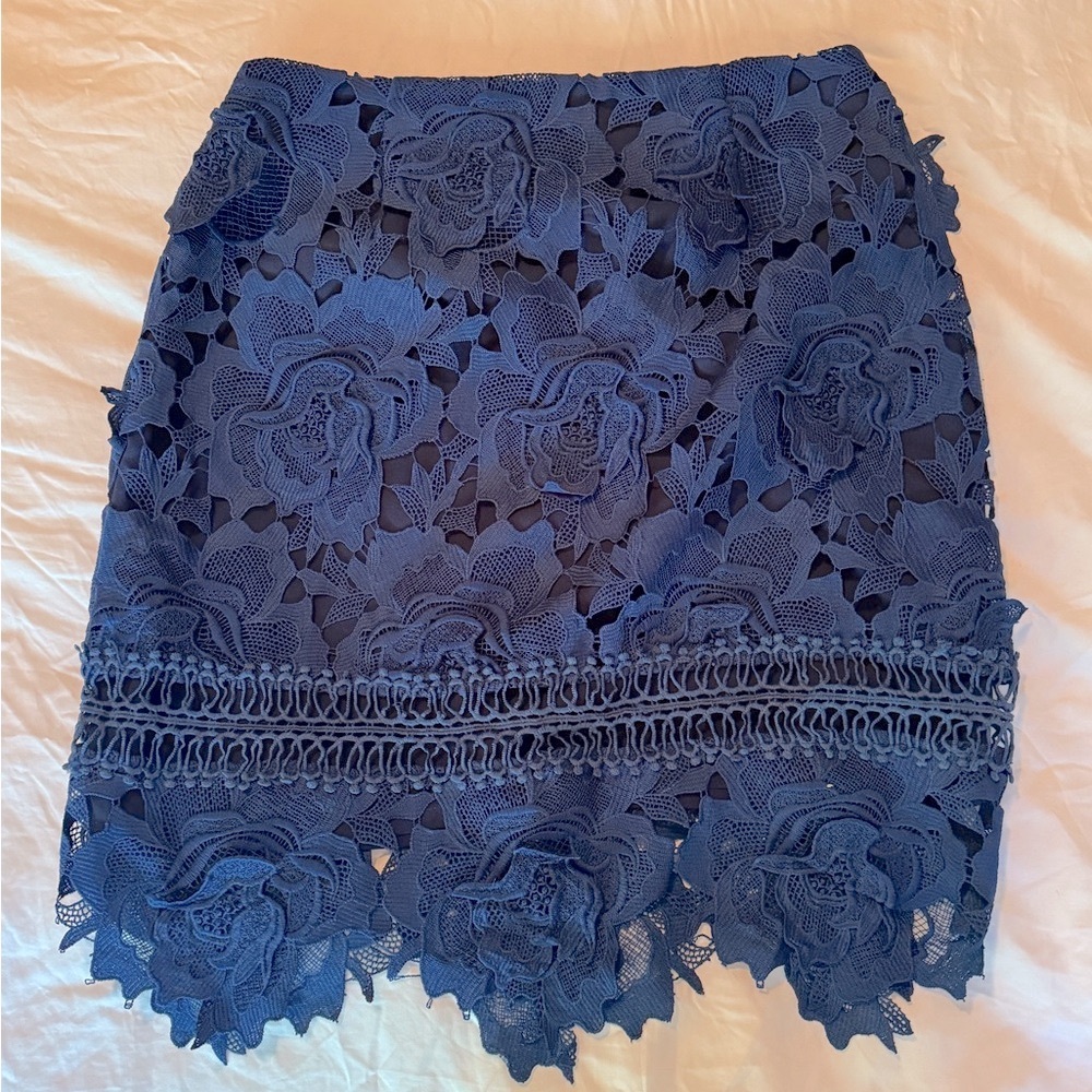 Dark Blue Flower Appliqué Lovers+ Friends skirt in S